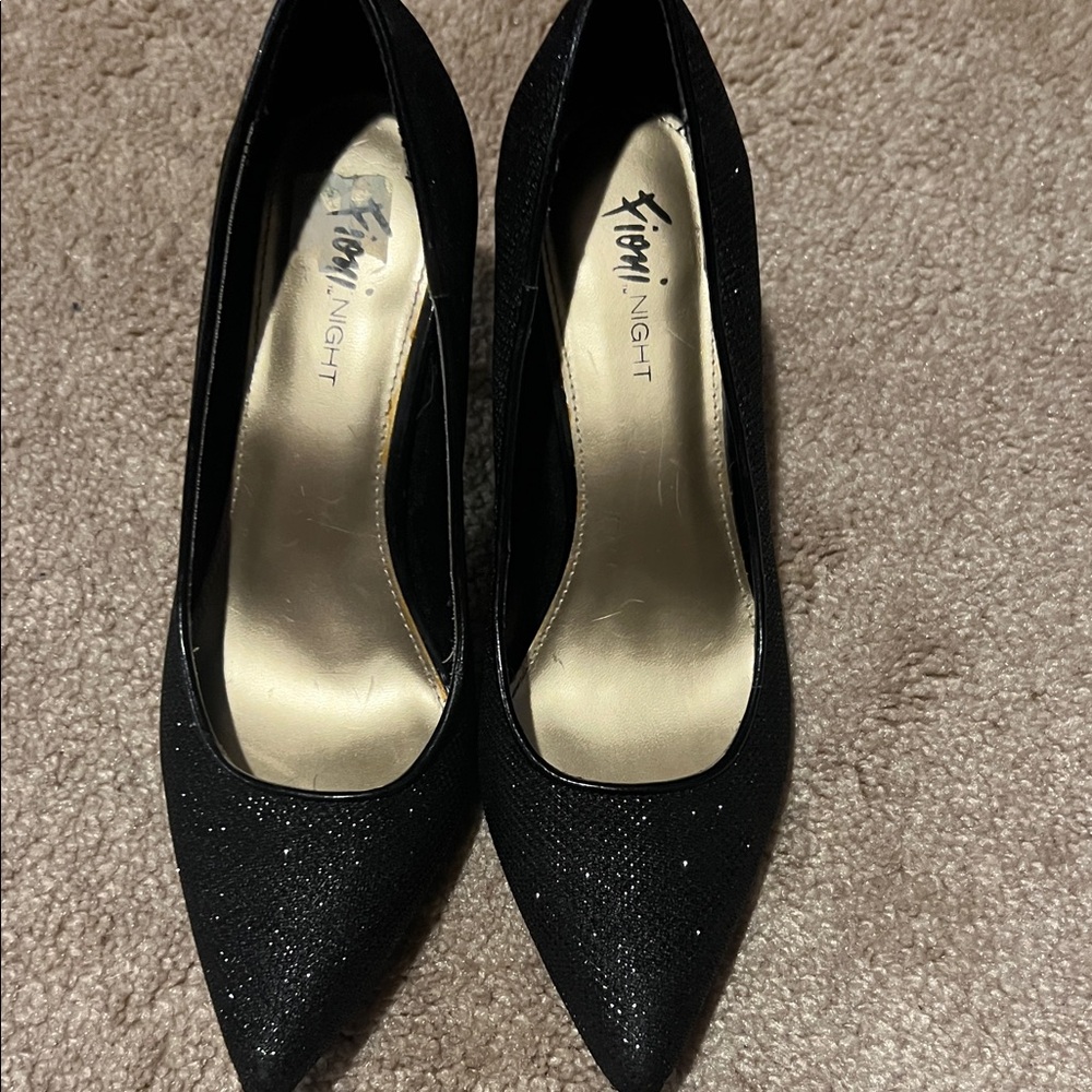 FIONI Night Black Glitter Heels